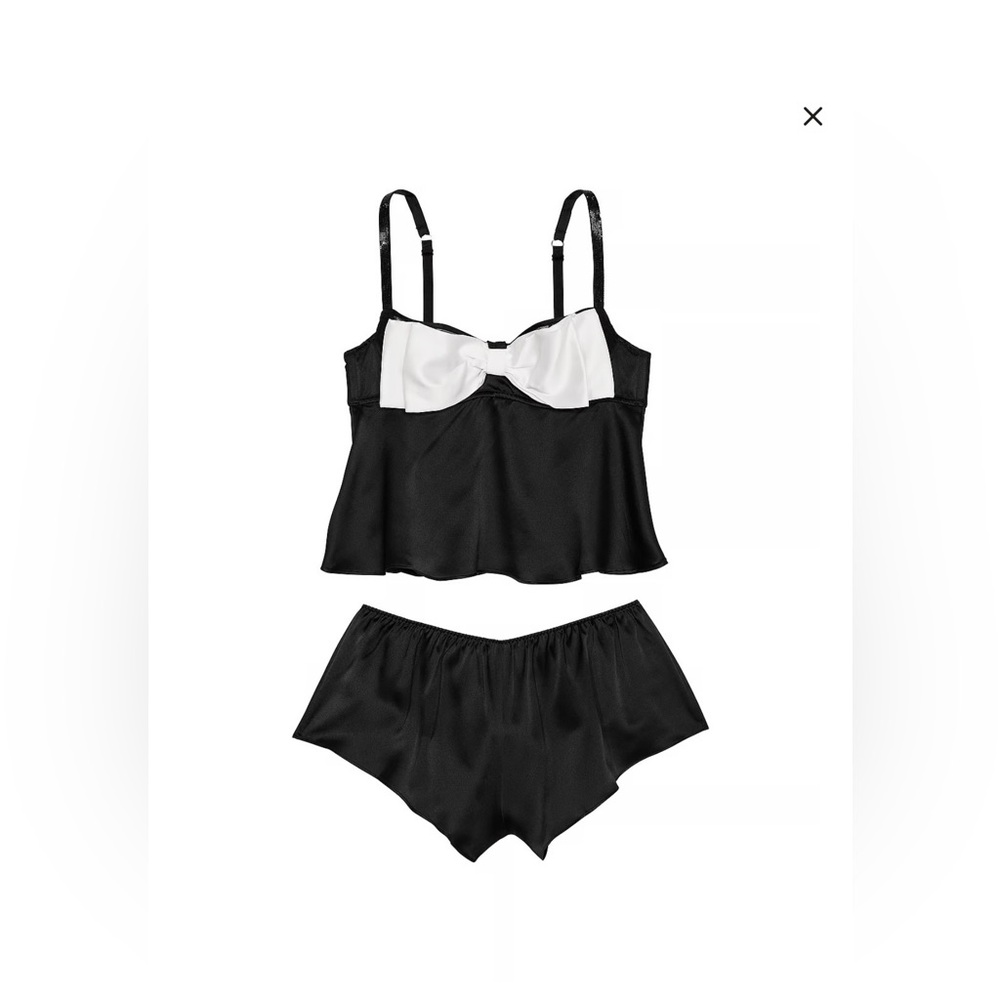 Bow Topped Satin Cami Set